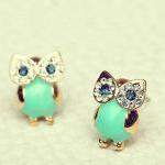 [grdx02105]unique Shiny Sparking Cute Owl Earrings