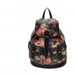 [grlhx120077]cool Retro Black Flower Backpack Bag