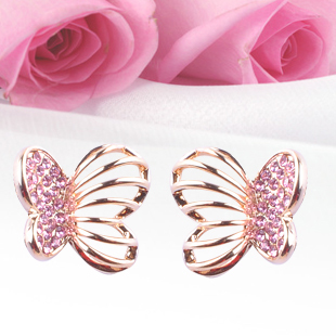 [grlhx130030]cool Shiny Sparkinng Butterfly Earrings