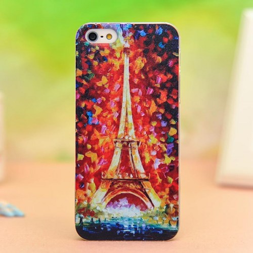 [grdx00113] Oil Painting Eiffel Tower Relief Hard Cover Case Iphone 5