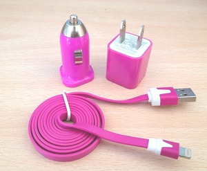 [grdx02101]3pcs/lot!1m Usb Cord 1pcs Usb Power Adapter Wall Charger And 1pcs Car Charger For Iphone 5